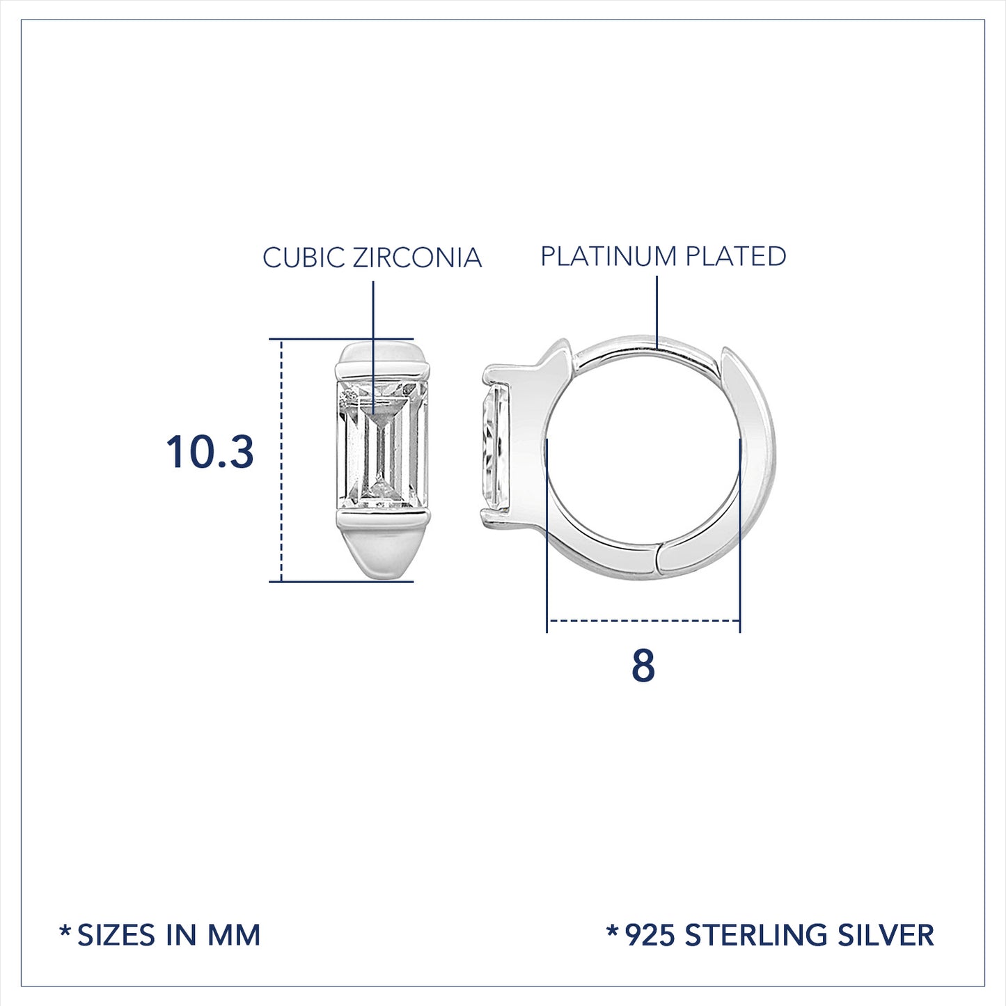 Marilyn Monroe Solo Baguette Huggie Hoops