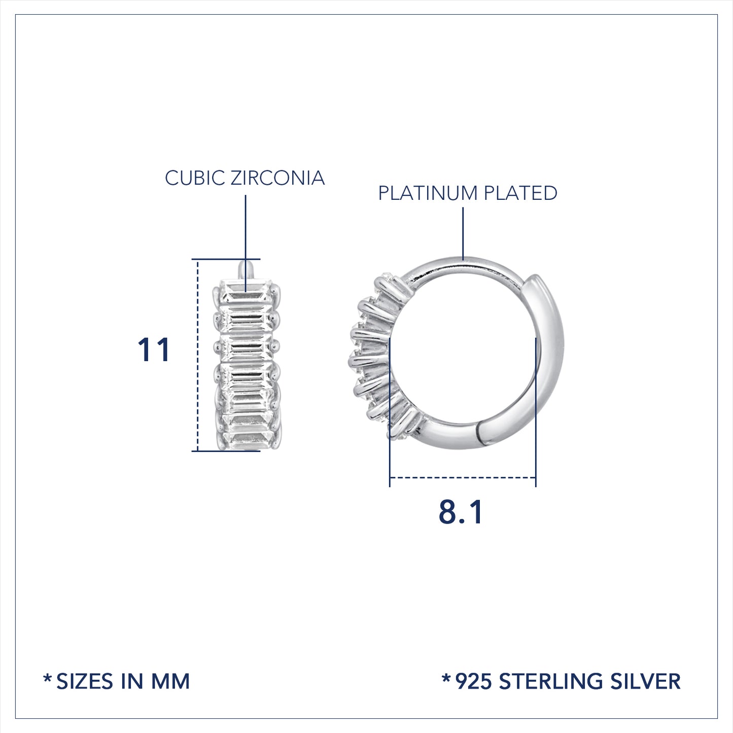 Marilyn Monroe Baguette Hoop Earrings