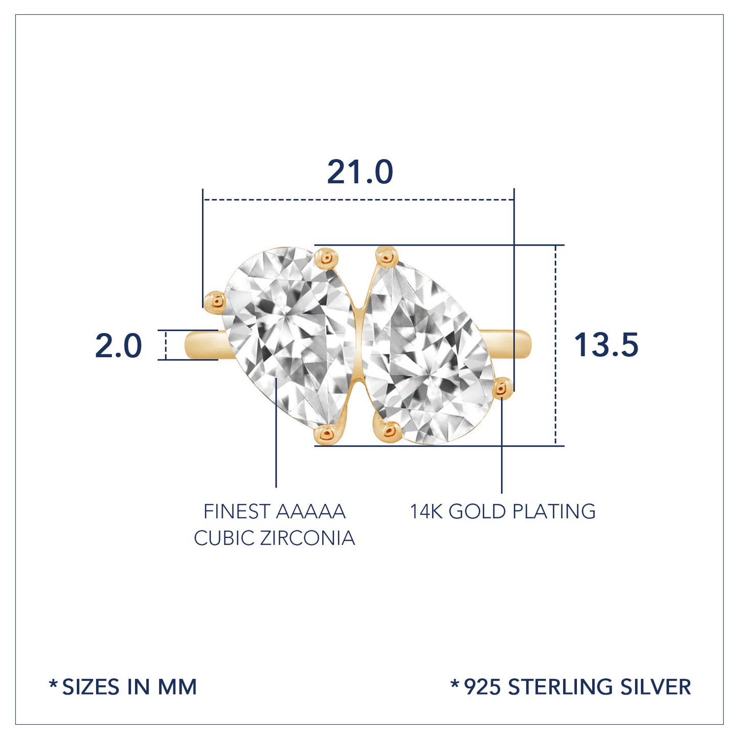 Marilyn Monroe Pear Cut Toi et Moi Ring