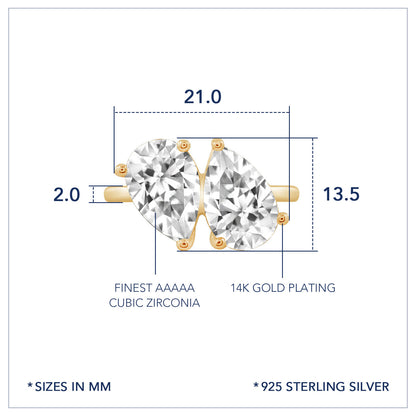 Marilyn Monroe Pear Cut Toi et Moi Ring