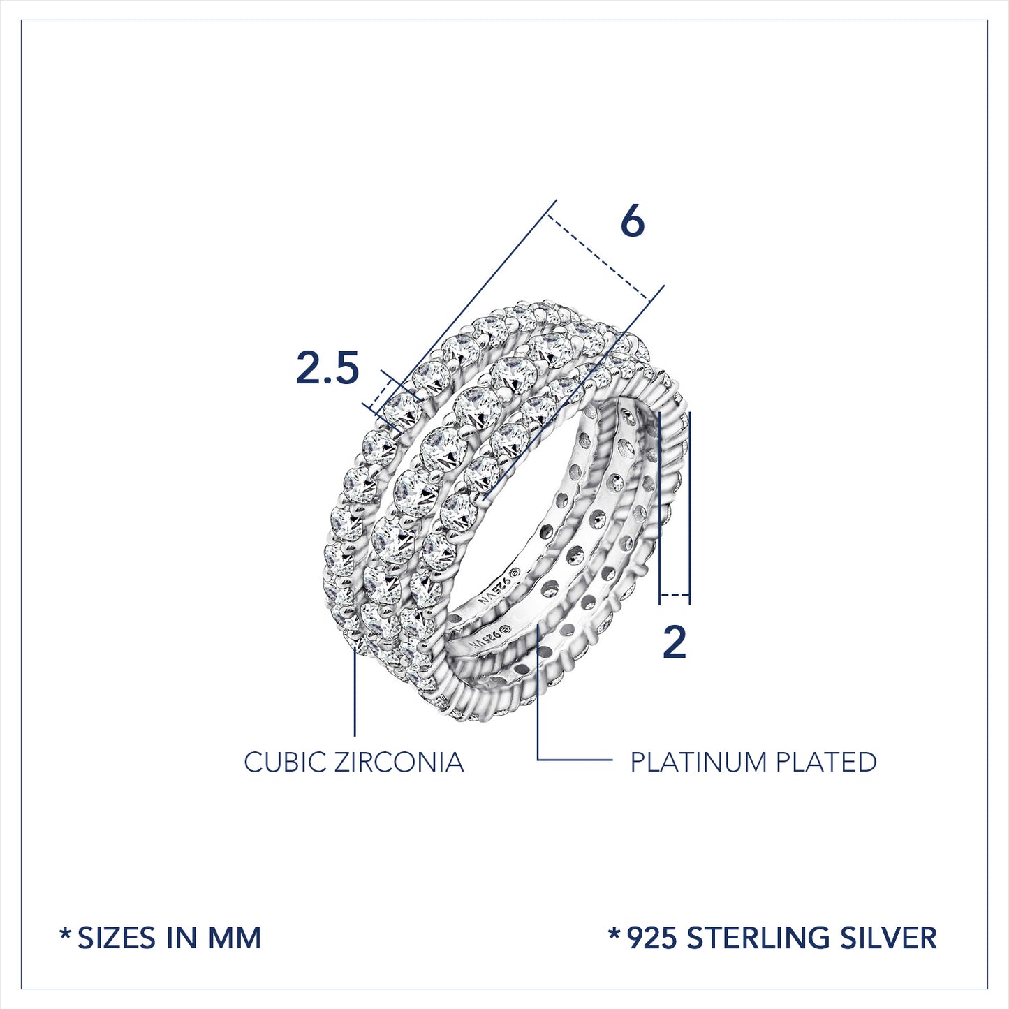 Marilyn Monroe Set of 3 Eternity Rings