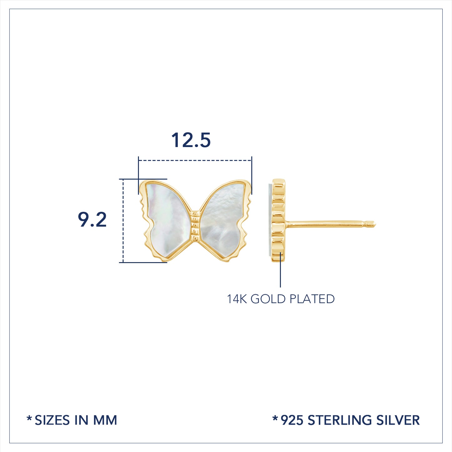 Marilyn Monroe Pearly Butterfly Stud Earrings