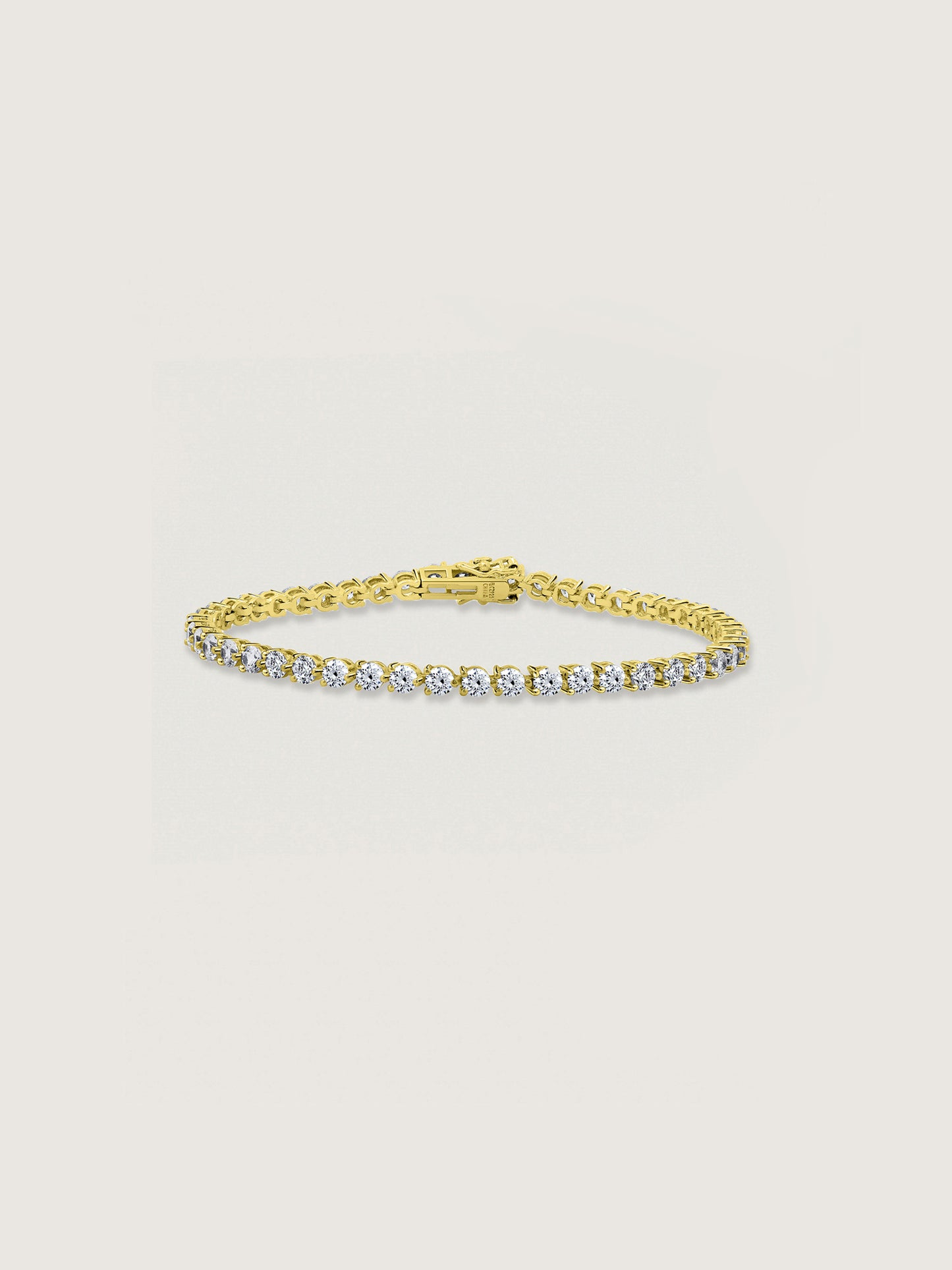 DIAMONBLISS Rhodium or Yellow Gold Plated Solid 925 Sterling Silver Tennis Bracelet | Classic Gold Bracelet for Women and Men | Round Cut Cubic Zirconia CZ Simulated Diamond