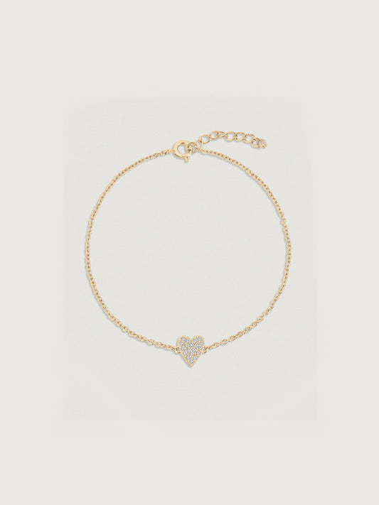 Marilyn Monroe Heart Bracelet |925 Sterling Silver 14K Yellow Gold Plated Simple Heart Charm Bracelets for Women | 0.5-Carat Cubic Zirconia CZ Stimulated Diamond, 6.75" + 1" extender