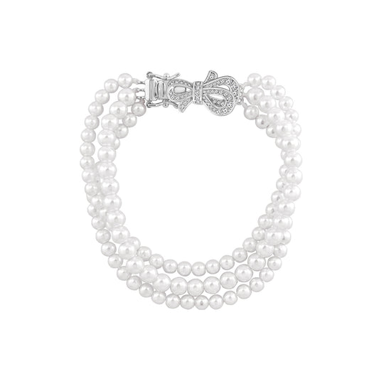 Diamonbliss Marilyn Monroe Pearl Strand with Bow Bracelet