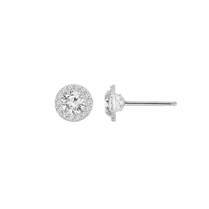 Solid Gold Halo Stud Earrings