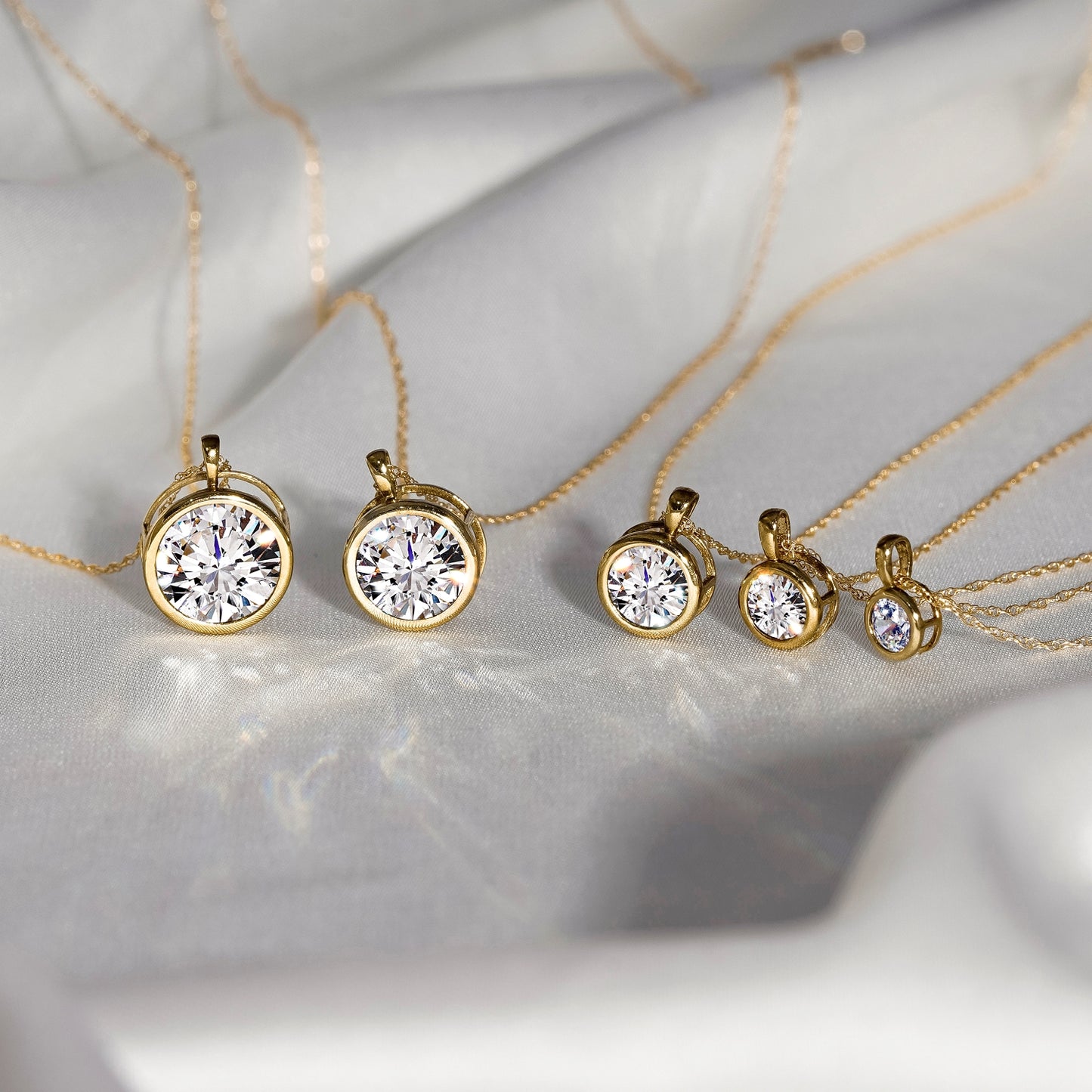 Solid Gold Bezel Solitaire Necklace