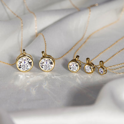 Solid Gold Bezel Solitaire Necklace