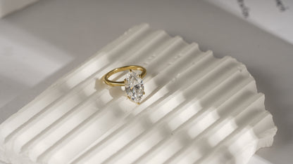 DIAMONBLISS 5-Carat Solitaire Ring For Women | 14K Gold Plated 925 Sterling Silver Celebrity Cocktail Ring | 100 Facet Cubic Zirconia