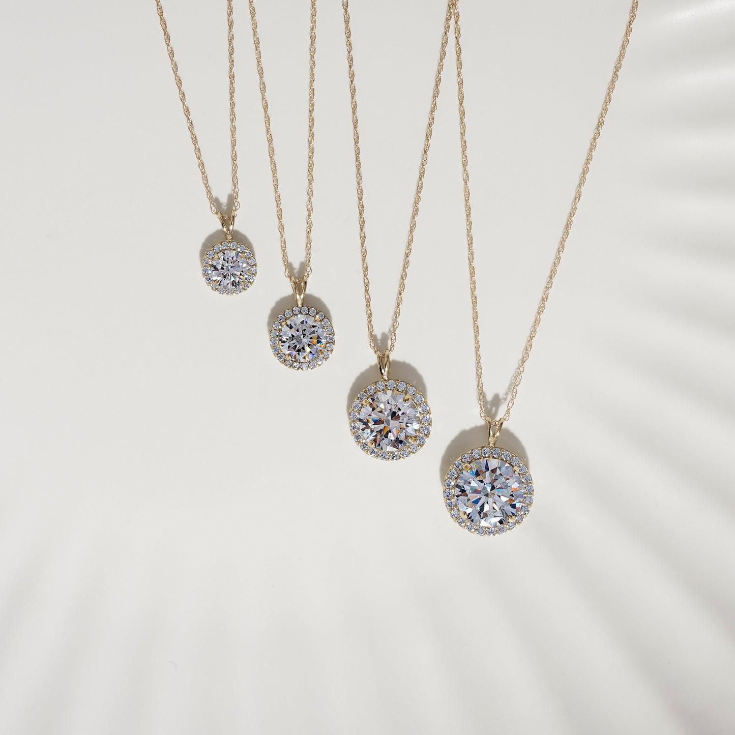 Solid Gold Halo Pendant Necklace