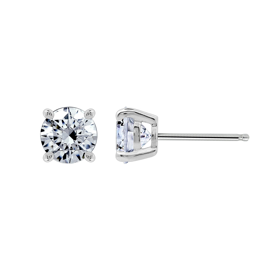 7mm Round Cut Solitaire Stud Earrings