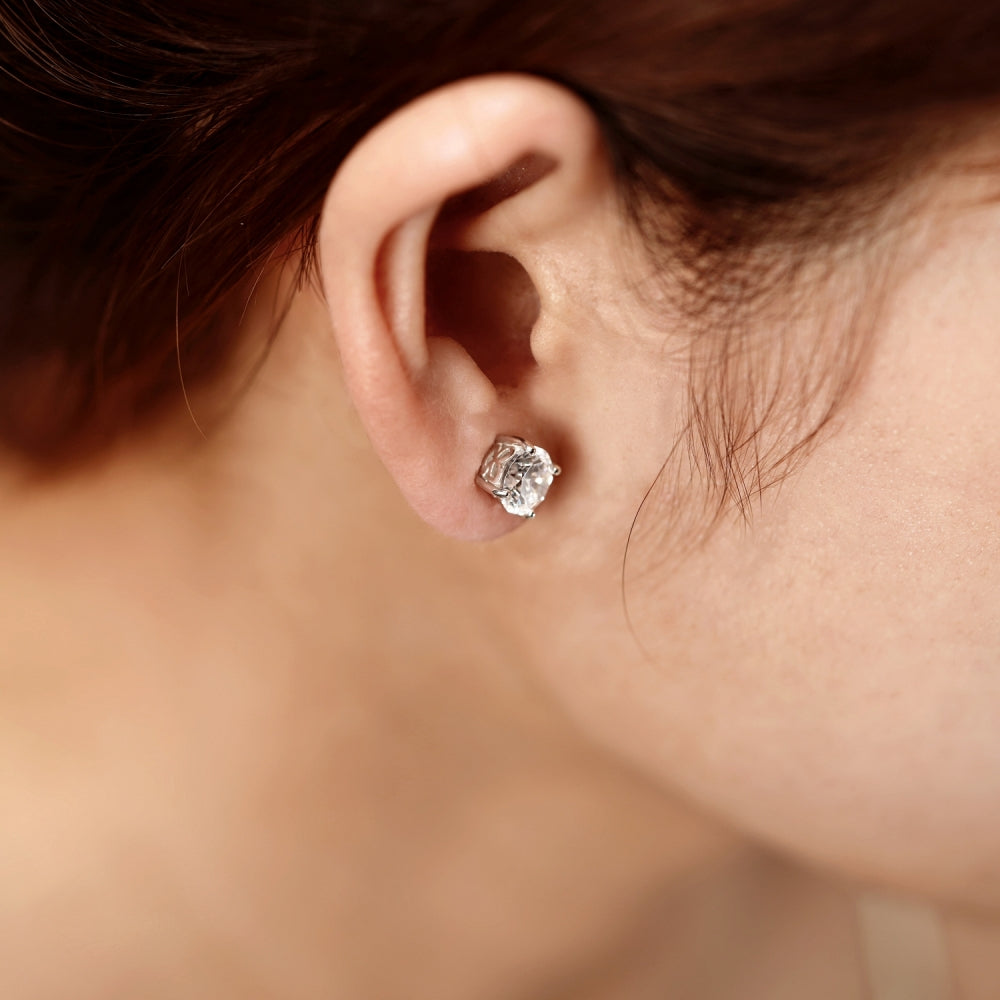 7mm Round Cut Solitaire Stud Earrings