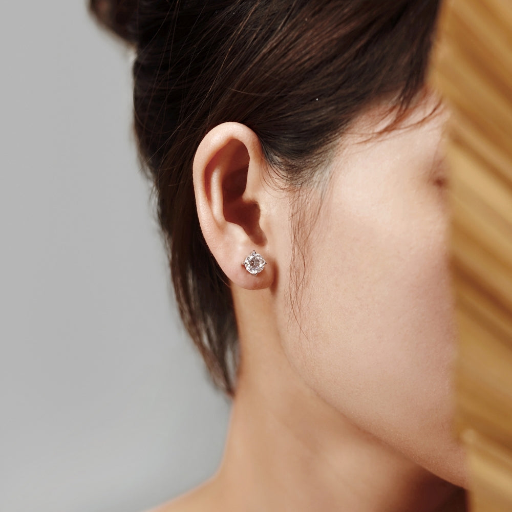 7mm Round Cut Solitaire Stud Earrings