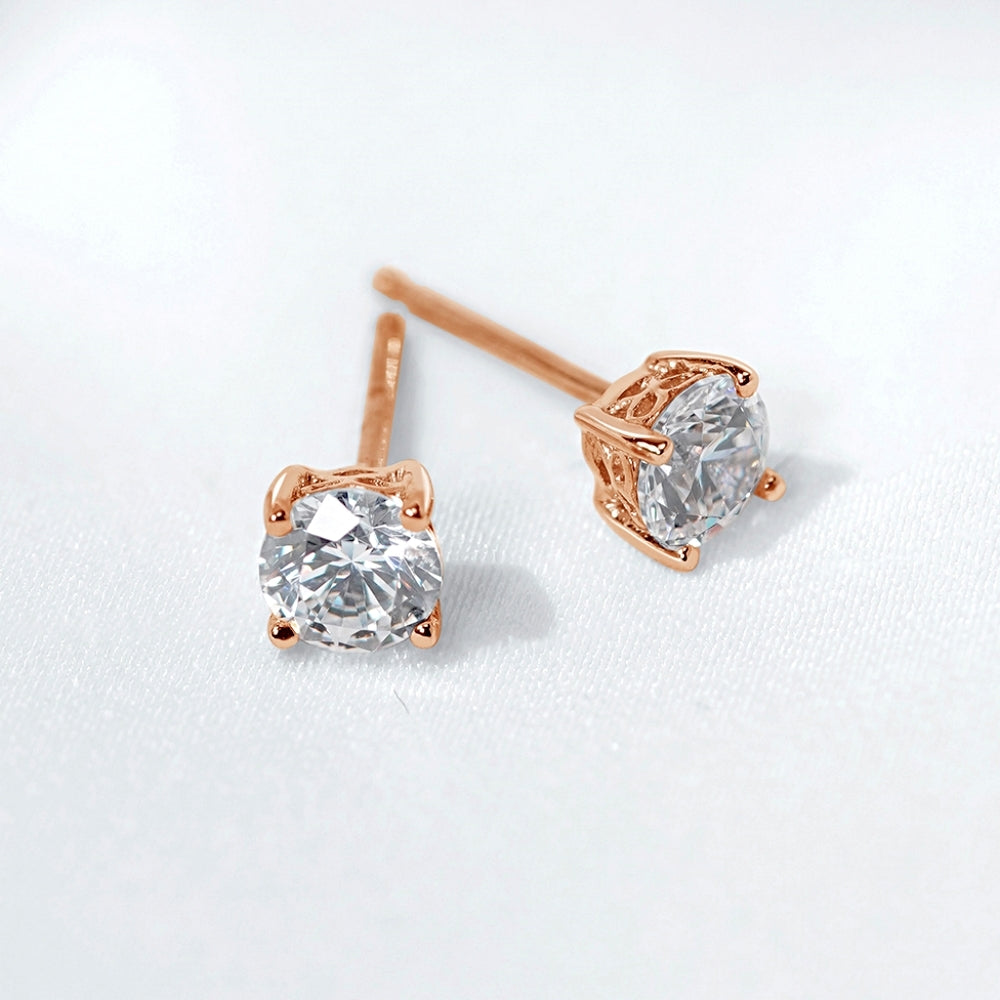 7mm Round Cut Solitaire Stud Earrings