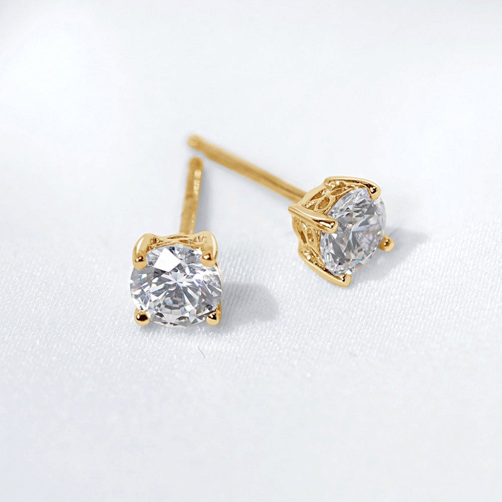 7mm Round Cut Solitaire Stud Earrings