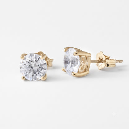 7mm Round Cut Solitaire Stud Earrings
