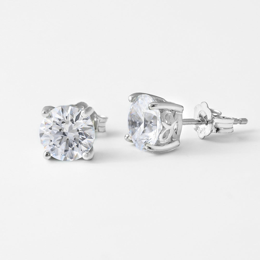 7mm Round Cut Solitaire Stud Earrings