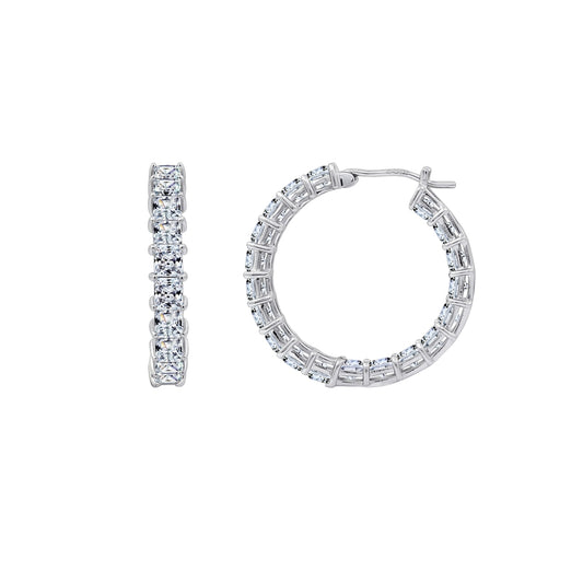 1.8 Inch Princess Cut In-Out Hoop Earrings