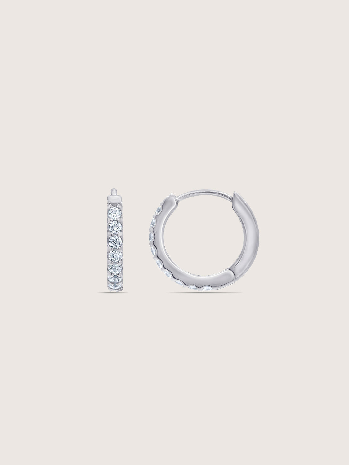DIAMONBLISS Silver-tone Brass Huggies Earrings| Embellished with Swarovski® Zirconia|  0.5 cttws