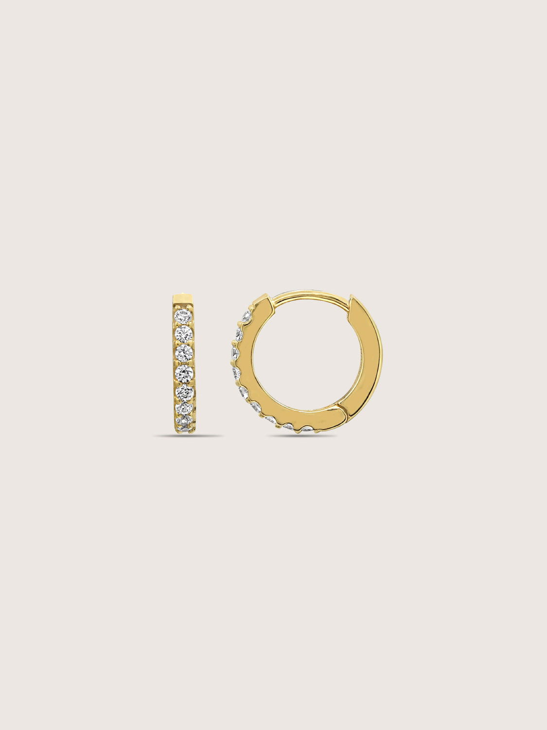 DIAMONBLISS Yellow-tone Brass Huggies Earrings| Embellished with Swarovski® Zirconia|  0.5 cttws