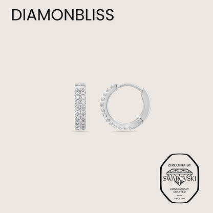 DIAMONBLISS Silver-tone Brass Huggies Earrings| Embellished with Swarovski® Zirconia|  0.5 cttws