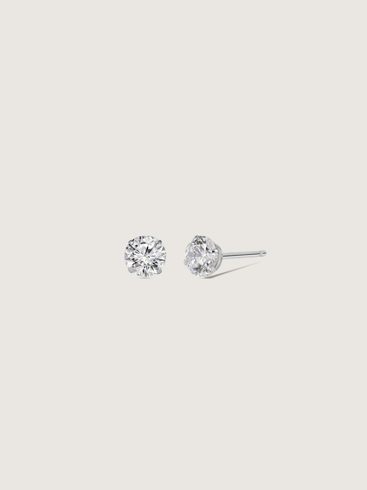 Diamonbliss Platinum Plated Sterling Silver Solitaire Round cut Stud Earrings| 1 cttw