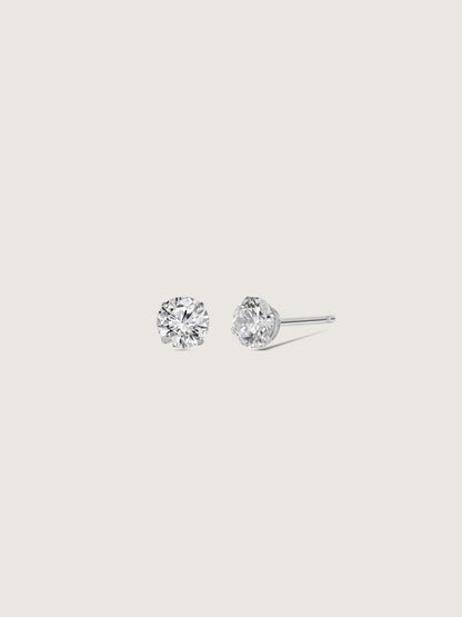 Diamonbliss Platinum Plated Sterling Silver Solitaire Round cut Stud Earrings| 1 cttw