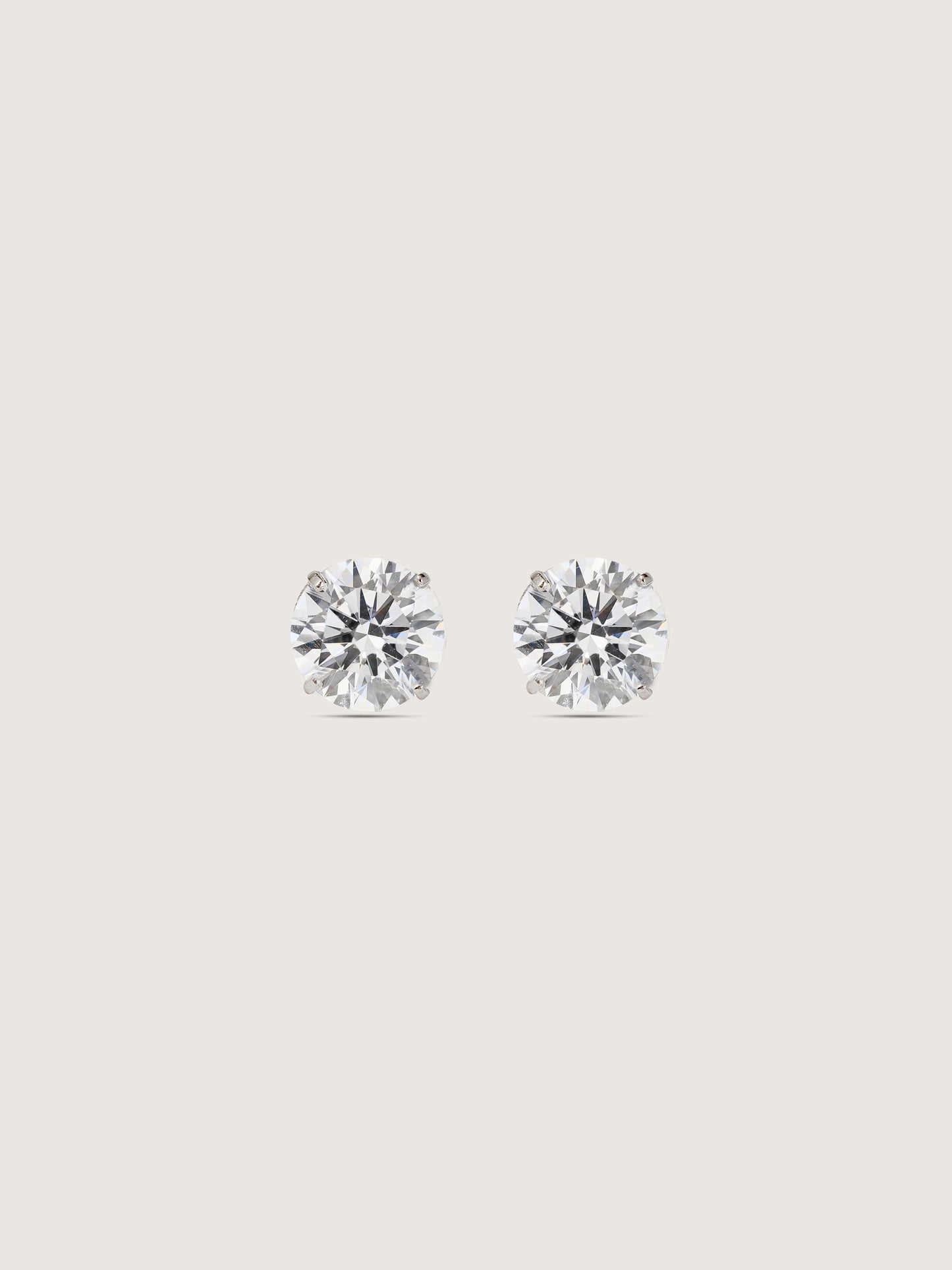 Diamonbliss Platinum Plated Sterling Silver Solitaire Round cut Stud Earrings| 2 cttws