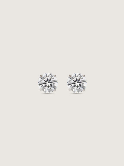 Diamonbliss Platinum Plated Sterling Silver Solitaire Round cut Stud Earrings| 2 cttws
