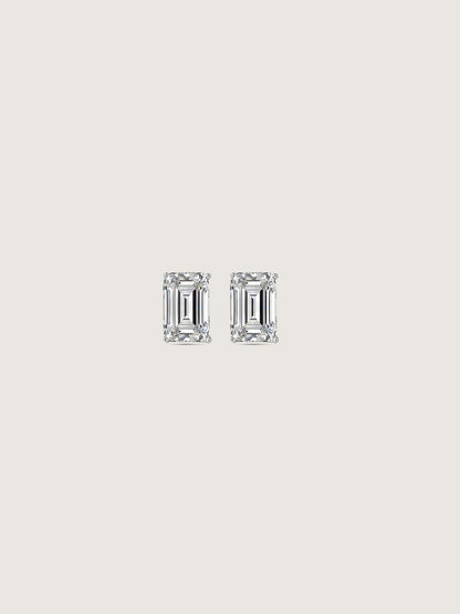 Diamonbliss Platinum Plated Sterling Silver Solitaire Emerald cut Stud Earrings| 1 cttw