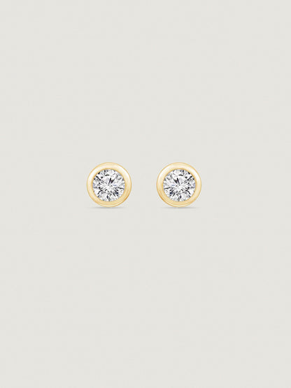 Solid Gold Bezel Solitaire Stud Earrings