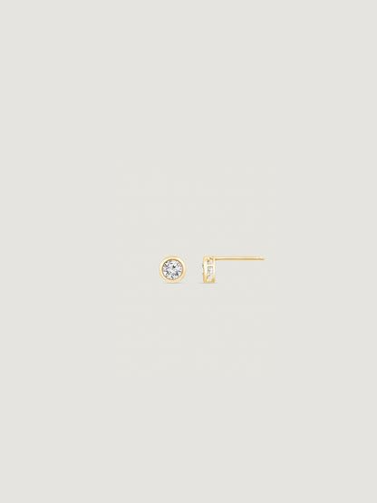 Solid Gold Bezel Solitaire Stud Earrings