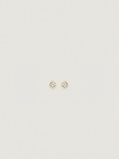 Solid Gold Bezel Solitaire Stud Earrings