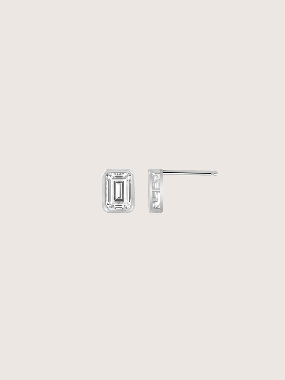 DIAMONBLISS Silver-tone Brass Emerald cut Solitaire Stud Earrings| Embellished with Swarovski® Zirconia| 2 cttws