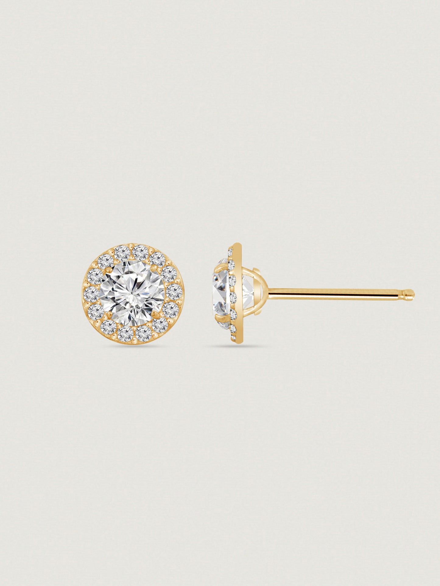 Solid Gold Halo Stud Earrings