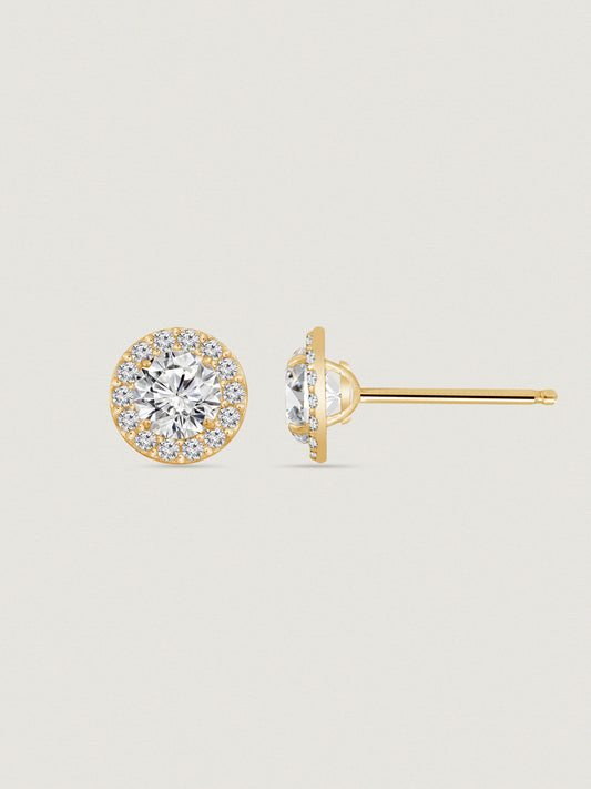 Solid Gold Halo Stud Earrings