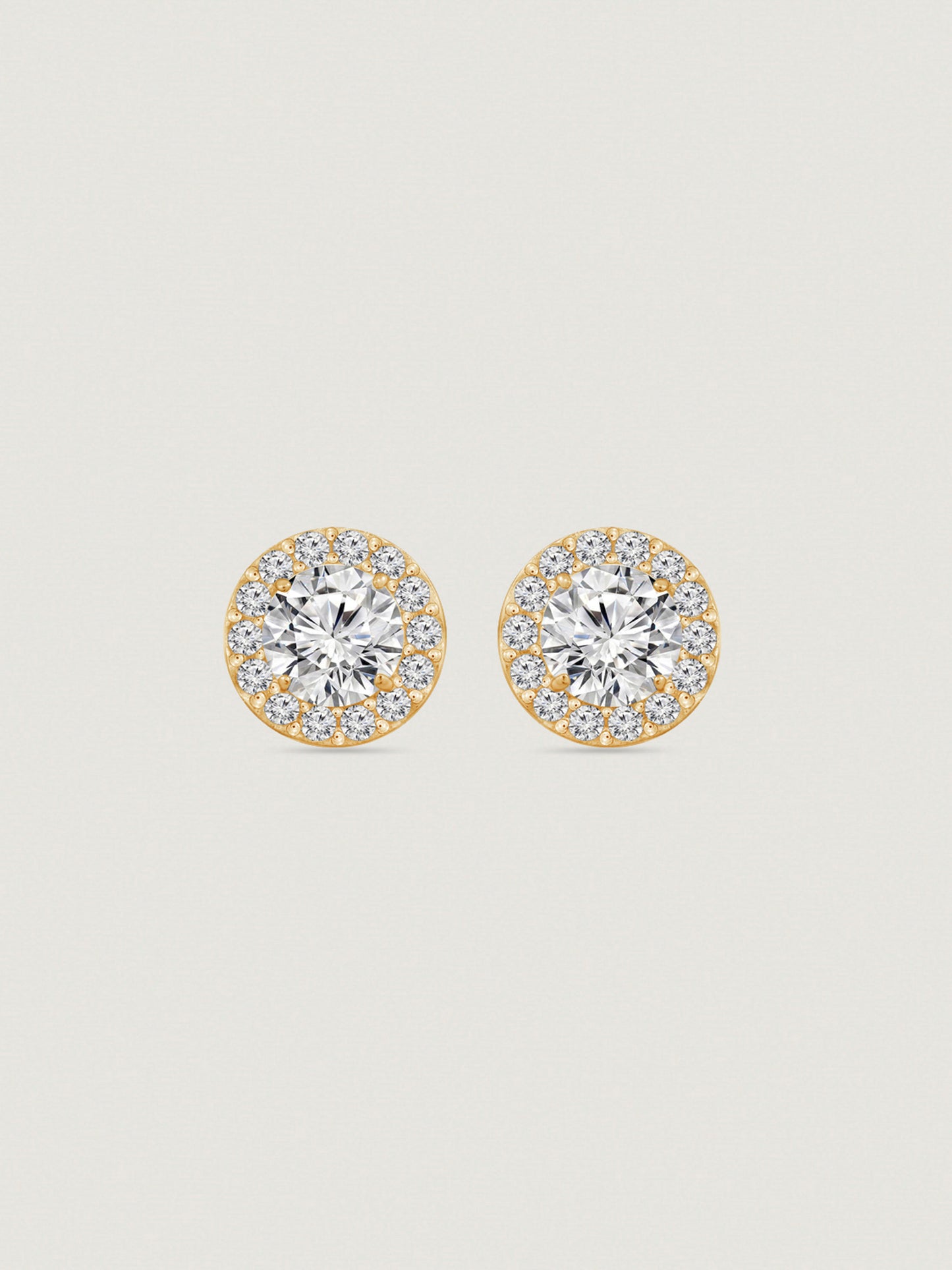 Solid Gold Halo Stud Earrings