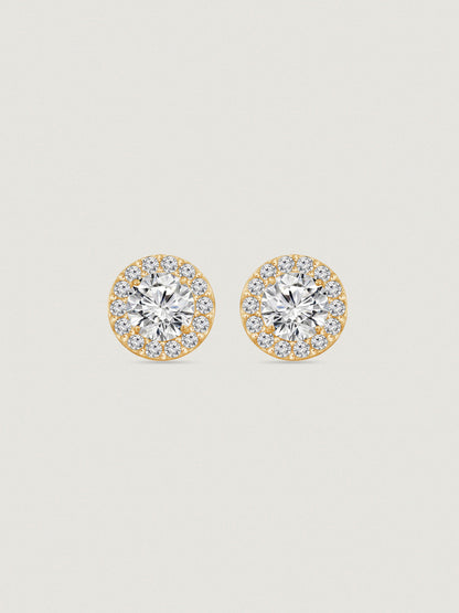Solid Gold Halo Stud Earrings
