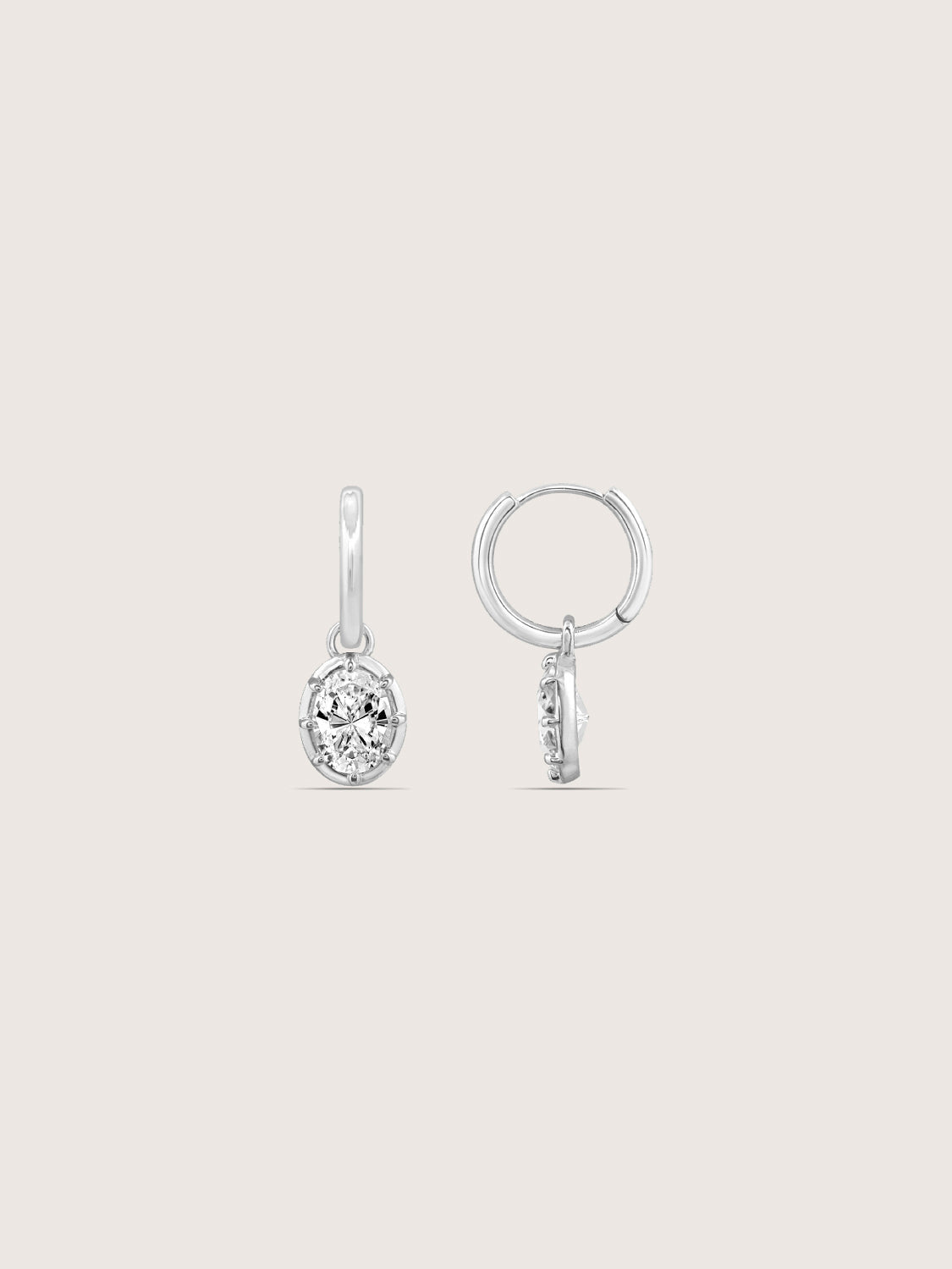 DIAMONBLISS Silver-tone Brass Bezel Oval cut Drop Earrings| Embellished with Swarovski® Zirconia| 3 cttws