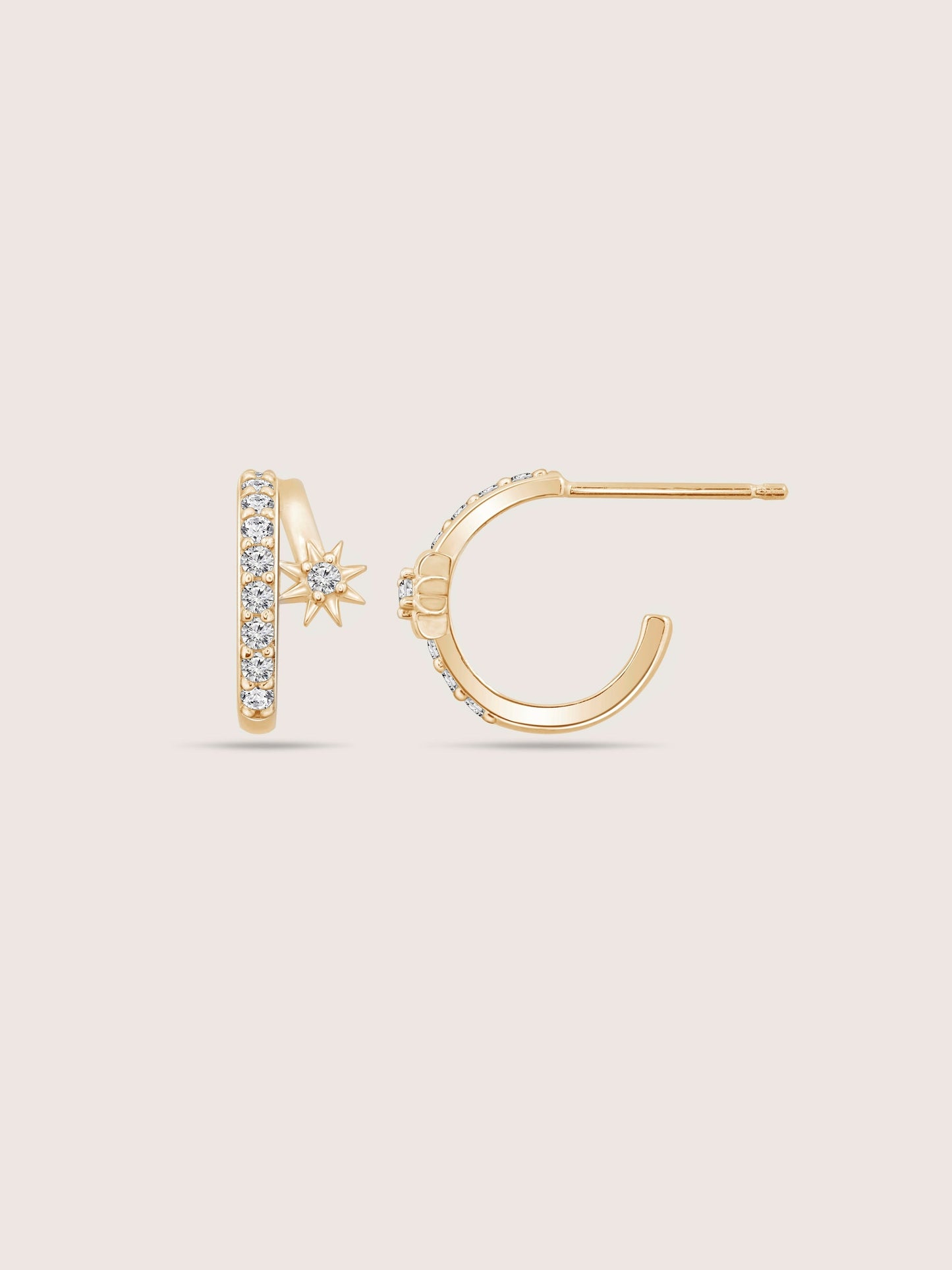 Lab Grown Diamond Starburst Open Hoop Earrings