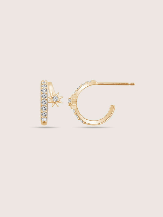 Lab Grown Diamond Starburst Open Hoop Earrings