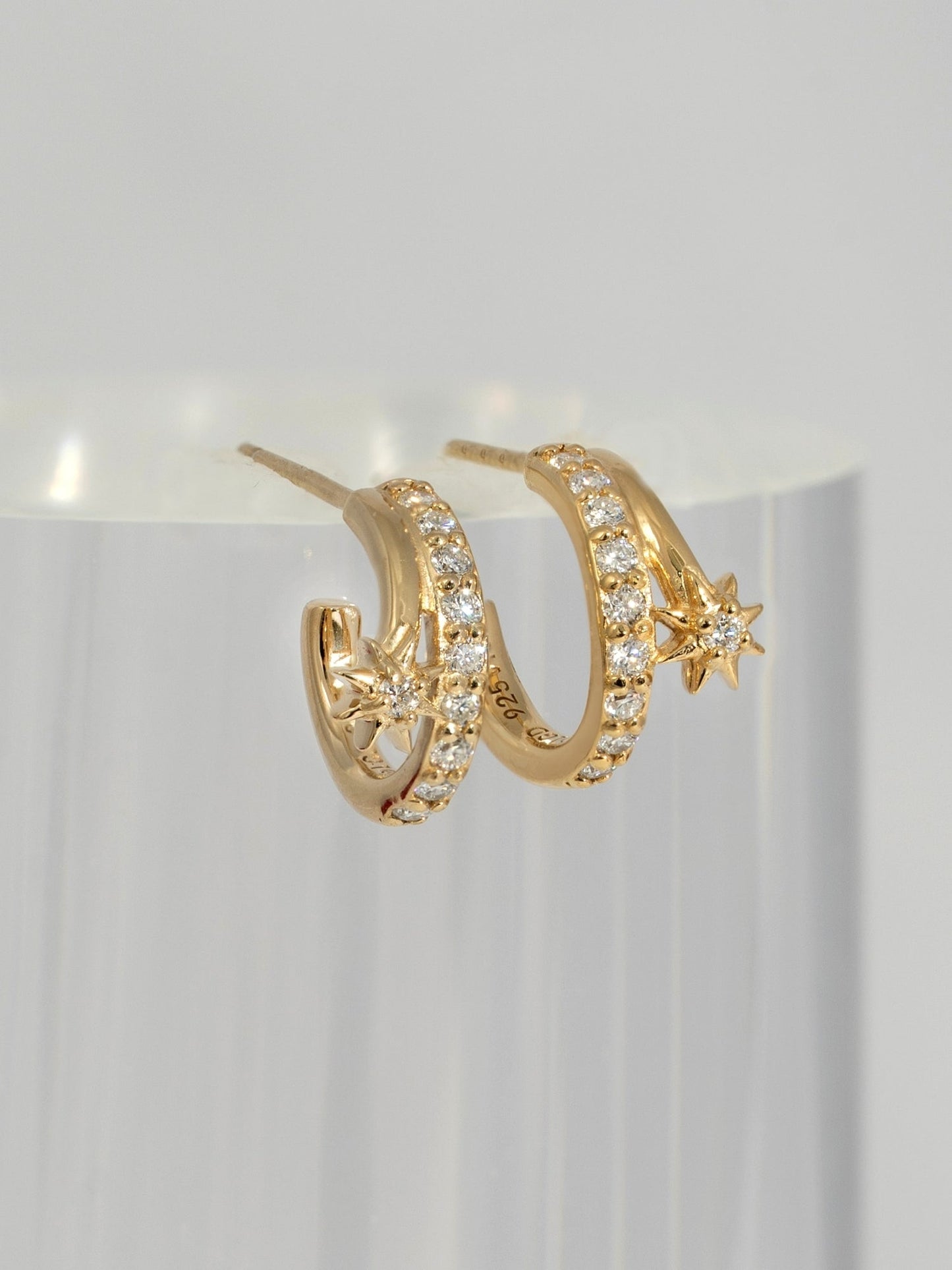 Lab Grown Diamond Starburst Open Hoop Earrings