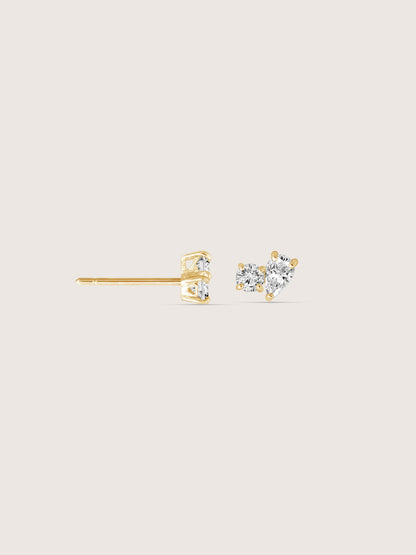 Lab Grown Diamond Asymmetric Two-Stone Cluster Stud Earrings