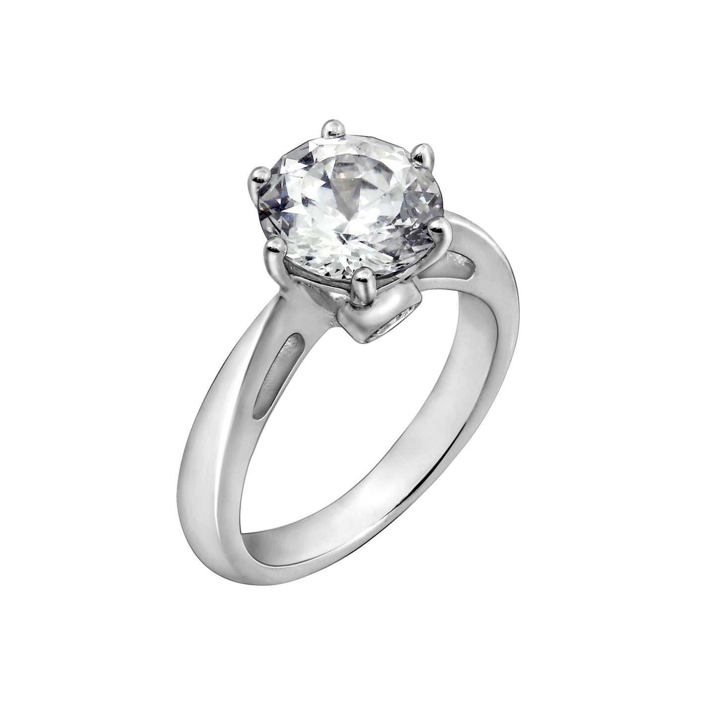 Round Cut Solitaire with Tapered Band Ring