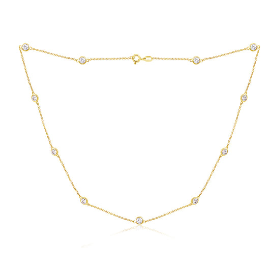 DIAMONBLISS 14K Gold or Platinum Plated Sterling Silver Cubic Zirconia Station Necklace