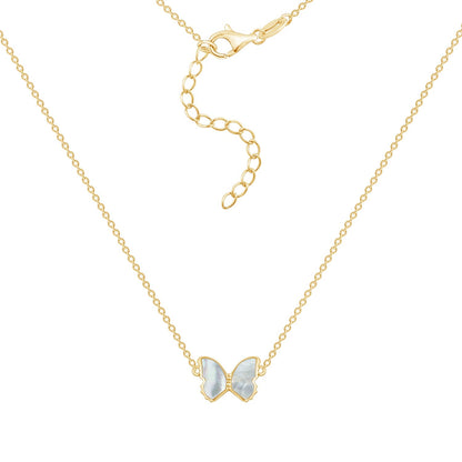 Pearly Butterfly Pendant Necklace