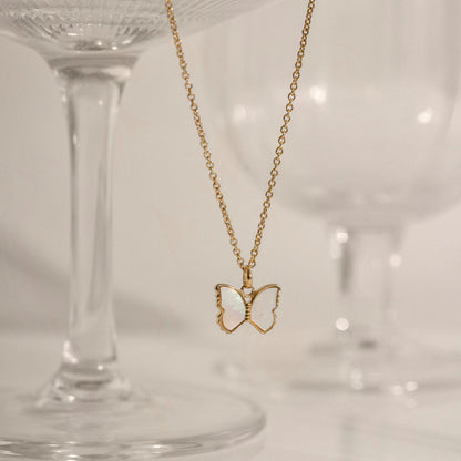 Marilyn Monroe Pearly Butterfly Pendant Necklace