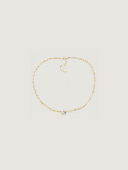 Curb Chain Solo Emerald Necklace