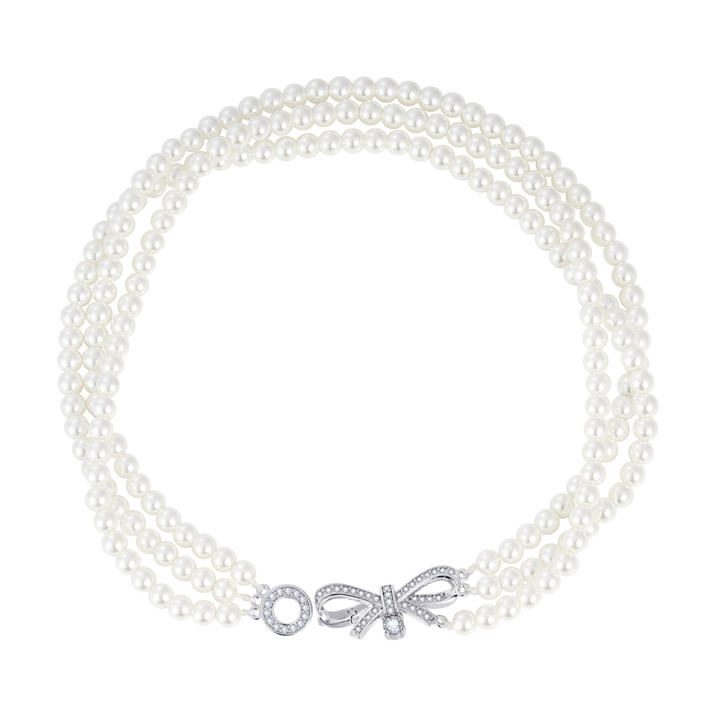 Diamonbliss Marilyn Pearl Strand with Bow Necklace
