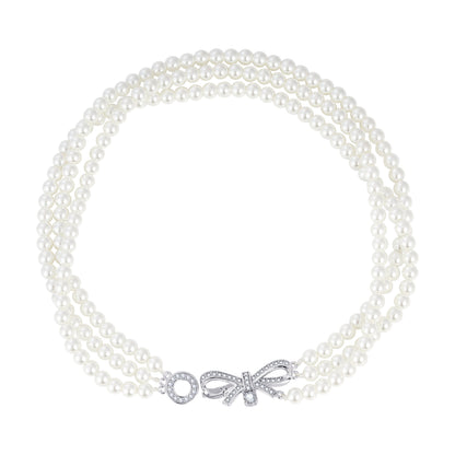 Diamonbliss Marilyn Pearl Strand with Bow Necklace